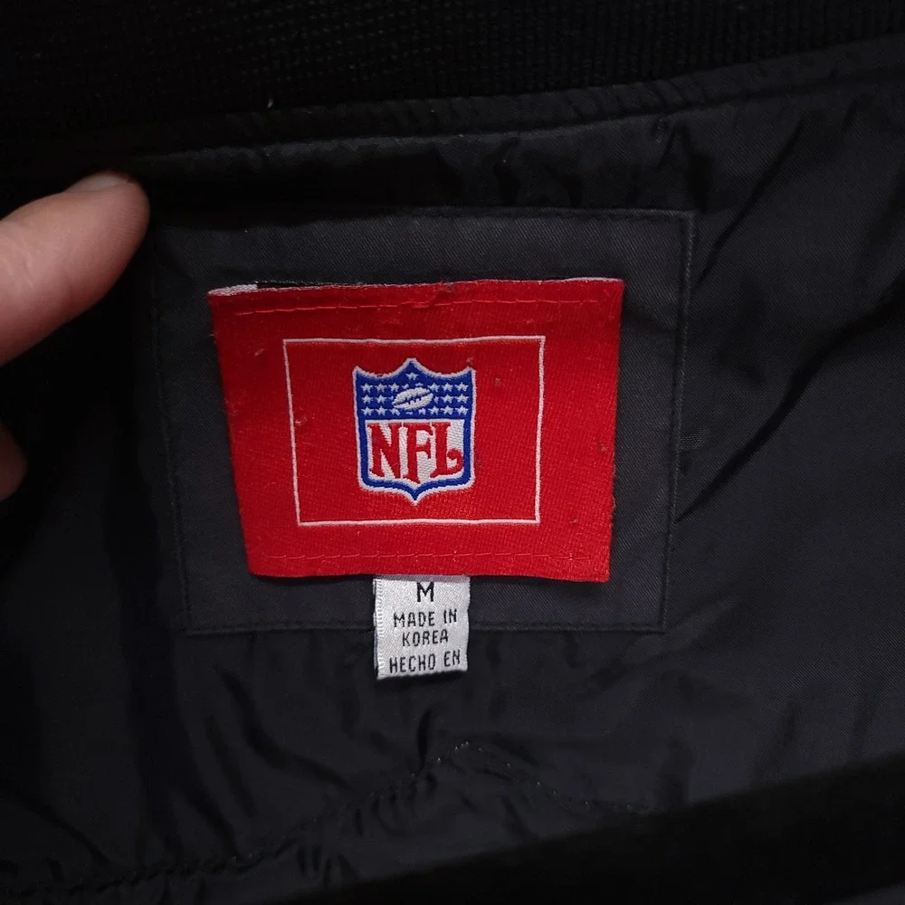 Vintage‎ Raiders Bomber Jacket Black Windbreaker Full Zip Mens XL Back Patch NFL